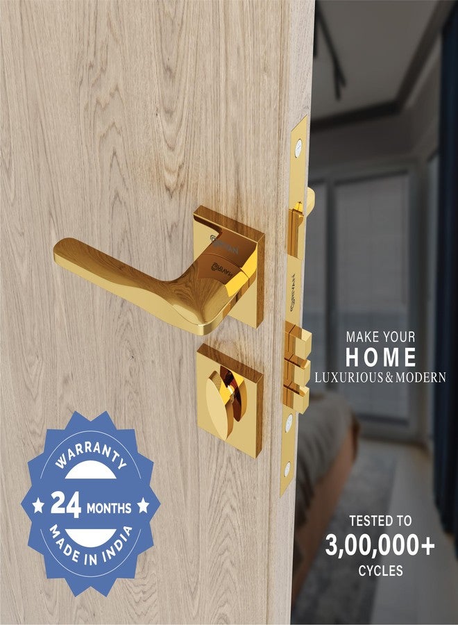 GRIVAN Premium Heavy Duty Door Locks for Main Door, Mortise Door Lock Set with 3 Brass Keys, Bedroom Door Lock, Handle Lock for Home/Office/Hotel (Gold Finish) | 2 Years Warranty - Image 2